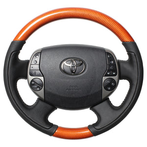 REAL ORIGINAL SERIES OVAL SHAPE ORANGE CARBON BLACK STITCH STEERING WHEEL FOR TOYOTA PRIUS EX 20  20-1-ORC