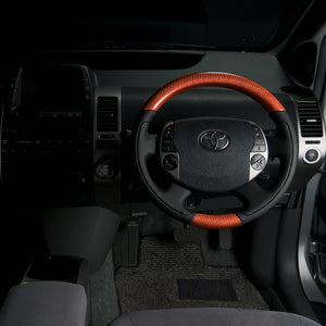 REAL ORIGINAL SERIES OVAL SHAPE ORANGE CARBON BLACK STITCH STEERING WHEEL FOR TOYOTA PRIUS 20  20-1-ORC