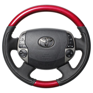 REAL ORIGINAL SERIES OVAL SHAPE RED CARBON BLACK STITCH STEERING WHEEL FOR TOYOTA PRIUS 20  20-1-RC