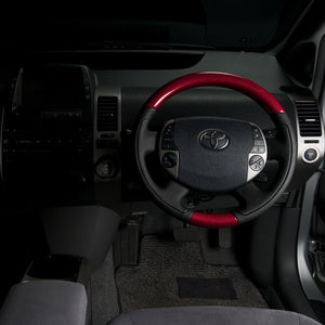 REAL ORIGINAL SERIES OVAL SHAPE RED CARBON BLACK STITCH STEERING WHEEL FOR TOYOTA PRIUS EX 20  20-1-RC
