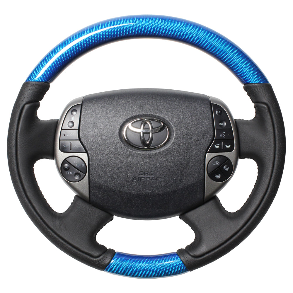 REAL ORIGINAL SERIES OVAL SHAPE BLUE CARBON BLACK STITCH STEERING WHEEL FOR TOYOTA PRIUS EX 20  20-1-BLC