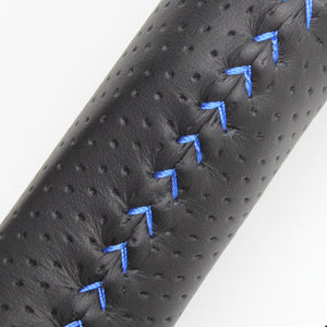 REAL ORIGINAL SERIES SET ALL LEATHER STEERING + PIANO BLACK UNDER PAD BLUE STITCH STEERING WHEEL FOR TOYOTA PRIUS PHV 50  50-LPB-BL-PBP