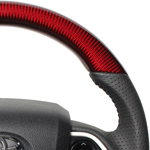 REAL ORIGINAL SERIES SET RED CARBON STEERING + BLACK CARBON PRINT UNDER PAD BLACK STITCH STEERING WHEEL FOR TOYOTA MIRAI 10  50-RDC-BK-BKT