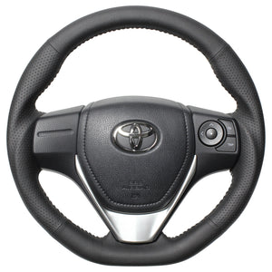 REAL ORIGINAL SERIES D SHAPE BLACK ALL LEATHER SILVER STITCH STEERING WHEEL FOR TOYOTA COROLLA AXIO 160  E160-LPB-SL