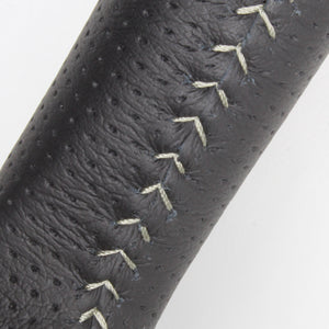 REAL ORIGINAL SERIES D SHAPE BLACK ALL LEATHER SILVER STITCH STEERING WHEEL FOR TOYOTA AURIS 180  E160-LPB-SL