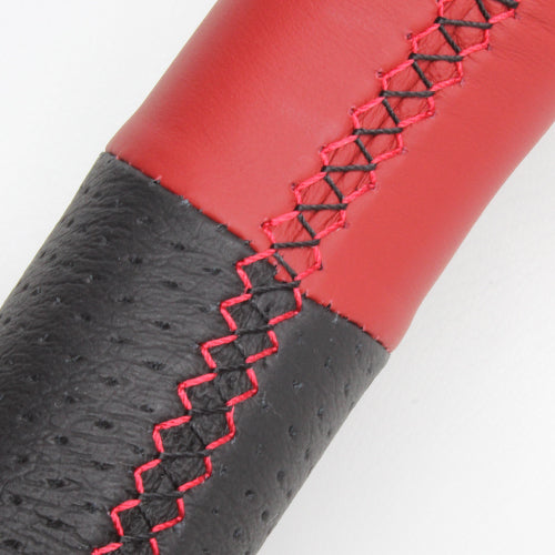 REAL ORIGINAL SERIES D SHAPE RED & BLACK ALL LEATHER RED X BLACK EURO STITCH STEERING WHEEL FOR TOYOTA AURIS 180  E160-LPB-RD