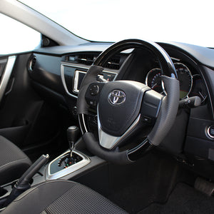 REAL ORIGINAL SERIES D SHAPE PIANO BLACK BLACK STITCH STEERING WHEEL FOR TOYOTA COROLLA FIELDER 160  E160-PBW-BK