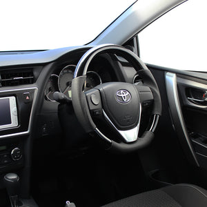 REAL ORIGINAL SERIES D SHAPE PIANO BLACK BLACK STITCH STEERING WHEEL FOR TOYOTA ISIS 10 : KOUKI 3 SPOKE TYPE E160-PBW-BK