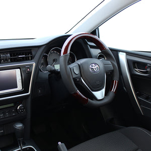 REAL ORIGINAL SERIES D SHAPE BROWN WOOD BLACK STITCH STEERING WHEEL FOR TOYOTA ISIS 10 : KOUKI 3 SPOKE TYPE E160-BRW-BK