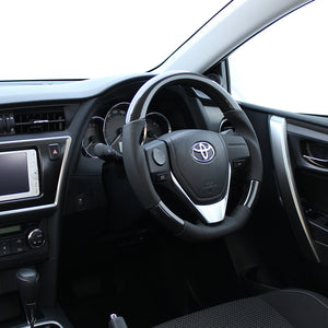 REAL ORIGINAL SERIES D SHAPE BLACK CARBON BLACK STITCH STEERING WHEEL FOR TOYOTA COROLLA AXIO HYBRID 160  E160-BKC-BK
