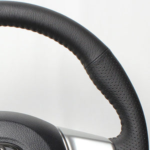 REAL ORIGINAL SERIES SOFT D SHAPE BLACK ALL LEATHER SILVER STITCH STEERING WHEEL FOR TOYOTA VITZ 130 EXCLUDING F GRADE P130-LPB-SL