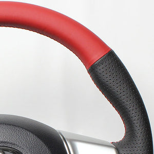 REAL ORIGINAL SERIES SOFT D SHAPE RED & BLACK ALL LEATHER RED X BLACK EURO STITCH STEERING WHEEL FOR SUBARU TRESIA 120  P130-LPB-RD