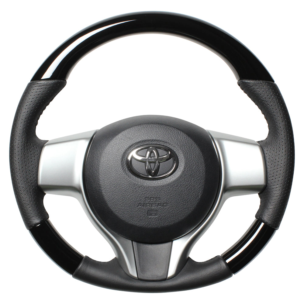 REAL ORIGINAL SERIES SOFT D SHAPE PIANO BLACK BLACK STITCH STEERING WHEEL FOR SUBARU TRESIA 120  P130-PBW-BK