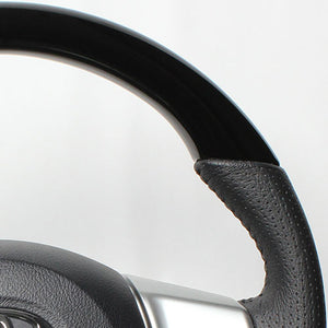 REAL ORIGINAL SERIES SOFT D SHAPE PIANO BLACK BLACK STITCH STEERING WHEEL FOR TOYOTA RACTIS 120  P130-PBW-BK