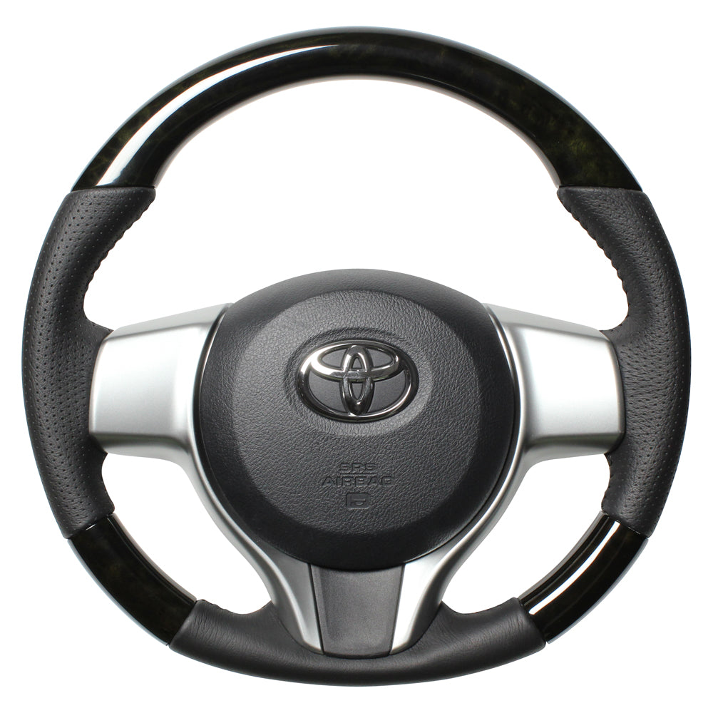 REAL ORIGINAL SERIES SOFT D SHAPE BLACK WOOD BLACK STITCH STEERING WHEEL FOR TOYOTA SIENTA 170  P130-BKW-BK