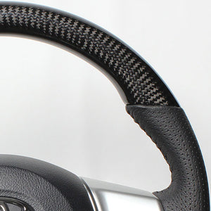 REAL ORIGINAL SERIES SOFT D SHAPE BLACK CARBON BLACK STITCH STEERING WHEEL FOR TOYOTA RACTIS 120  P130-BKC-BK