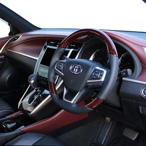 REAL PREMIUM SERIES SOFT D SHAPE 56 BROWN WOOD BLACK EURO STITCH STEERING WHEEL FOR TOYOTA VOXY 80  U60-BRW-BK
