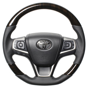 REAL PREMIUM SERIES SOFT D SHAPE 55 BLACK WOOD BLACK EURO STITCH STEERING WHEEL FOR TOYOTA NOAH 80  U60-BKW-BK