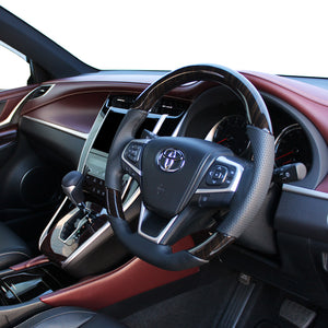 REAL PREMIUM SERIES SOFT D SHAPE 55 BLACK WOOD BLACK EURO STITCH STEERING WHEEL FOR DAIHATSU ALTIS 50 : KOUKI  U60-BKW-BK