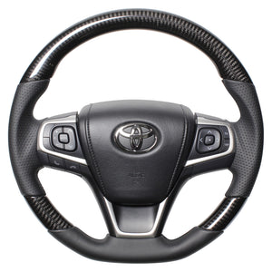 REAL PREMIUM SERIES SOFT D SHAPE BLACK CARBON BLACK EURO STITCH STEERING WHEEL FOR TOYOTA AVENSIS ZRT272W:3 TYPE  U60-BKC-BK