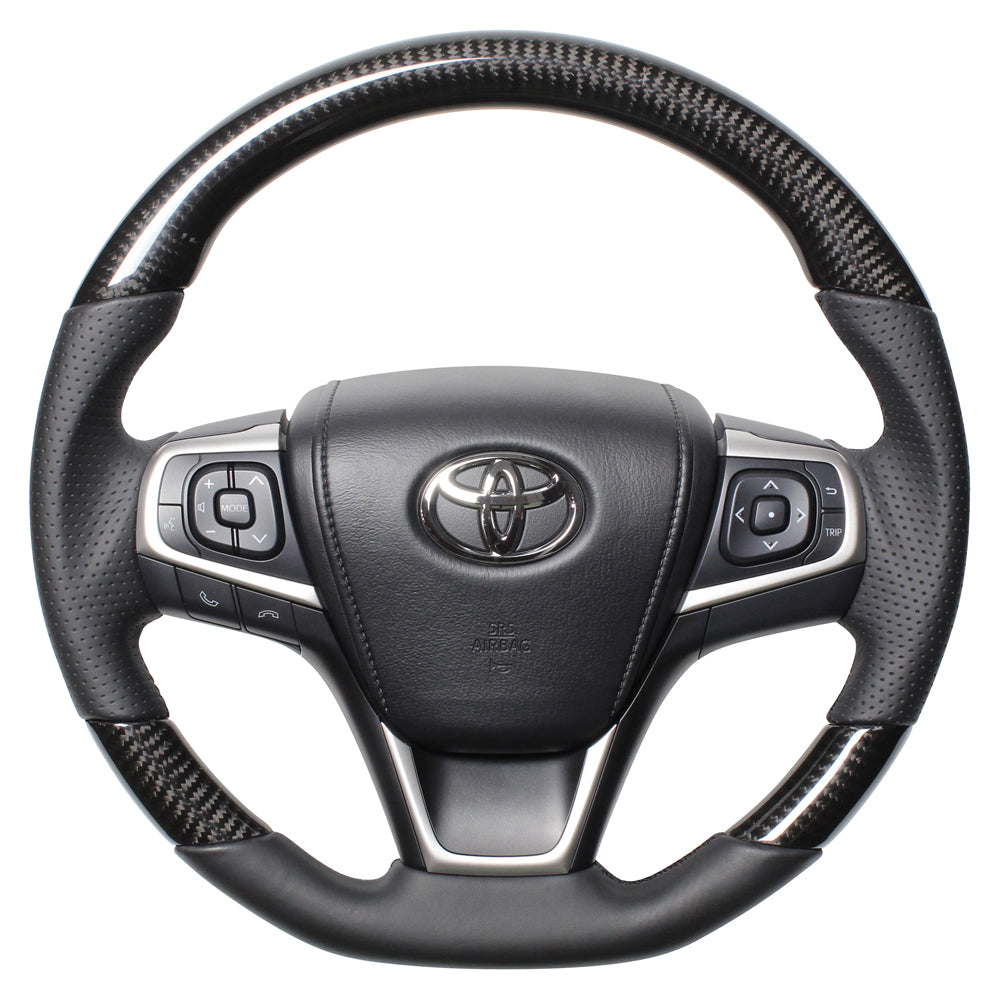 REAL PREMIUM SERIES SOFT D SHAPE BLACK CARBON BLACK EURO STITCH STEERING WHEEL FOR TOYOTA HARRIER 60  U60-BKC-BK