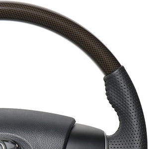 REAL ORIGINAL SERIES ROUND SHAPE BROWN CARBON PRINT BLACK STITCH STEERING WHEEL FOR TOYOTA CAMRY 50 : ZENKI  V50-BRT-BK