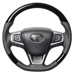 REAL ORIGINAL SERIES SOFT D SHAPE PIANO BLACK BLACK STITCH STEERING WHEEL FOR DAIHATSU ALTIS 50 : KOUKI  R80-PBW-BK