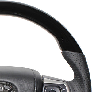 REAL ORIGINAL SERIES SOFT D SHAPE PIANO BLACK BLACK STITCH STEERING WHEEL FOR TOYOTA NOAH 80  R80-PBW-BK
