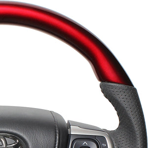 REAL ORIGINAL SERIES SOFT D SHAPE PEARL RED BLACK STITCH STEERING WHEEL FOR TOYOTA ESTIMA HYBRID AHR20W:4 TYPE  R80-RDW-BK