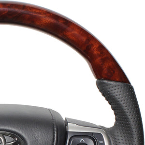 REAL ORIGINAL SERIES SOFT D SHAPE BROWN WOOD BLACK STITCH STEERING WHEEL FOR TOYOTA ESQUIRE 80  R80-BRW-BK
