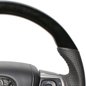 REAL ORIGINAL SERIES SOFT D SHAPE BLACK WOOD BLACK STITCH STEERING WHEEL FOR TOYOTA AVENSIS ZRT272W:3 TYPE  R80-BKW-BK