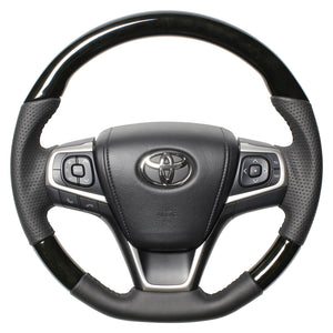 REAL ORIGINAL SERIES SOFT D SHAPE BLACK WOOD BLACK STITCH STEERING WHEEL FOR TOYOTA PREMIO 260 : 3 TYPE  R80-BKW-BK