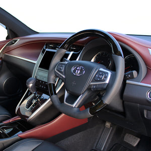 REAL ORIGINAL SERIES SOFT D SHAPE BLACK WOOD BLACK STITCH STEERING WHEEL FOR TOYOTA ALLION 260 : 3 TYPE  R80-BKW-BK