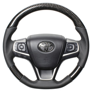 REAL ORIGINAL SERIES SOFT D SHAPE BLACK CARBON BLACK STITCH STEERING WHEEL FOR TOYOTA AVENSIS ZRT272W:3 TYPE  R80-BKC-BK