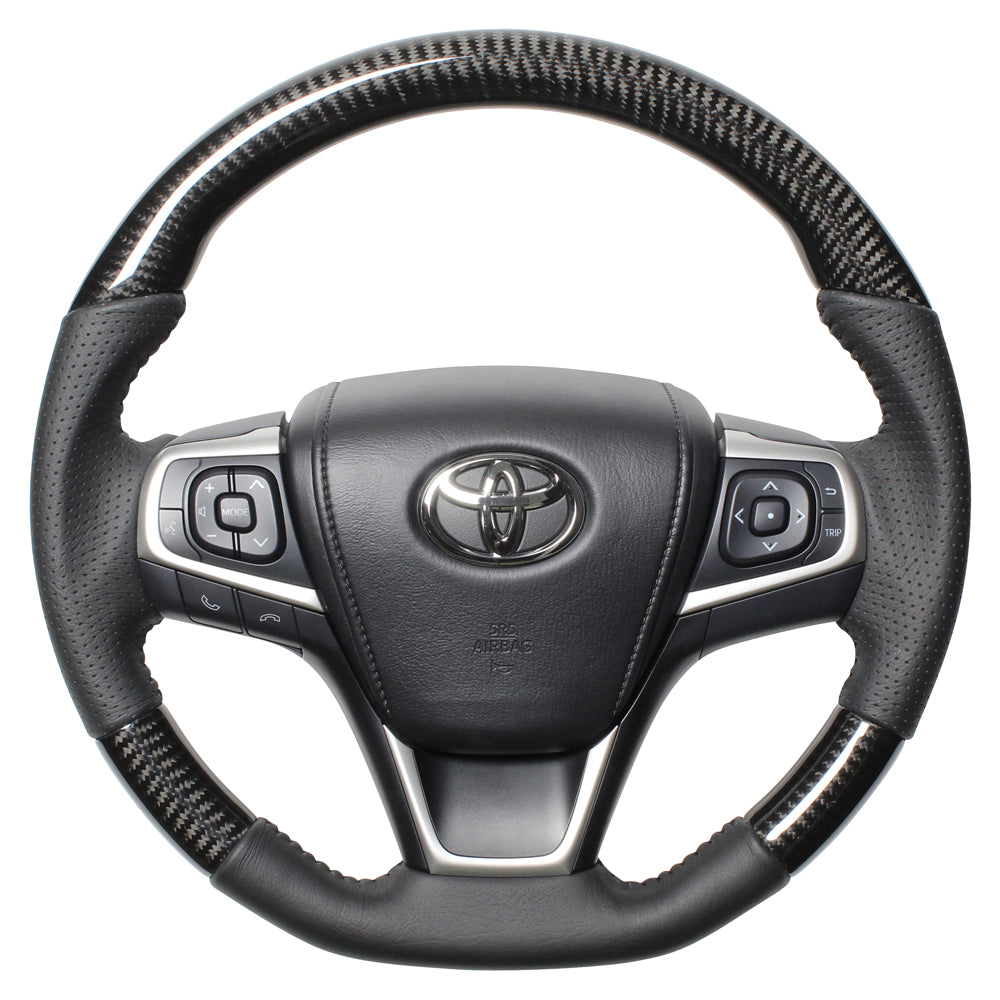 REAL ORIGINAL SERIES SOFT D SHAPE BLACK CARBON BLACK STITCH STEERING WHEEL FOR TOYOTA HARRIER 60  R80-BKC-BK