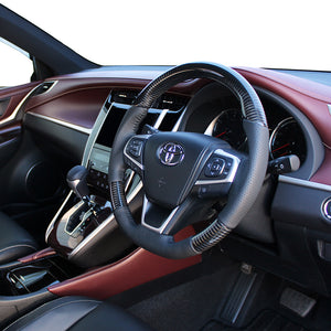 REAL ORIGINAL SERIES SOFT D SHAPE BLACK CARBON BLACK STITCH STEERING WHEEL FOR TOYOTA CAMRY 50 : KOUKI  R80-BKC-BK