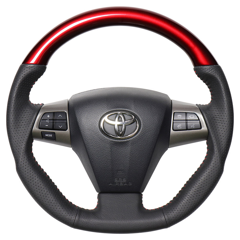 REAL ORIGINAL SERIES D SHAPE PEARL RED RED STITCH STEERING WHEEL FOR TOYOTA NOAH 70 : KOUKI 3 SPOKE TYPE E20-RDW-RD