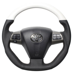 REAL ORIGINAL SERIES D SHAPE PEARL WHITE SILVER STITCH STEERING WHEEL FOR TOYOTA VOXY 70 : KOUKI 3 SPOKE TYPE E20-WHW-SL