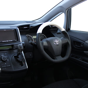 REAL ORIGINAL SERIES D SHAPE PEARL WHITE SILVER STITCH STEERING WHEEL FOR TOYOTA WISH 20  E20-WHW-SL