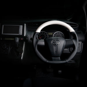 REAL ORIGINAL SERIES D SHAPE PEARL WHITE SILVER STITCH STEERING WHEEL FOR TOYOTA WISH 20  E20-WHW-SL