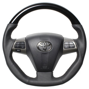 REAL ORIGINAL SERIES D SHAPE PIANO BLACK BLACK STITCH STEERING WHEEL FOR TOYOTA VOXY 70 : KOUKI 3 SPOKE TYPE E20-PBW-BK