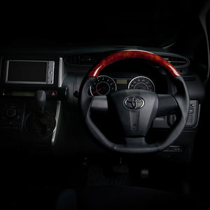 REAL ORIGINAL SERIES D SHAPE BROWN WOOD BLACK STITCH STEERING WHEEL FOR TOYOTA RAV4 30 : KOUKI  E20-BRW-BK