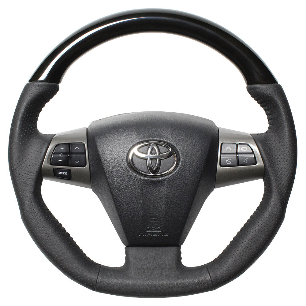 REAL ORIGINAL SERIES D SHAPE BLACK WOOD BLACK STITCH STEERING WHEEL FOR TOYOTA RAV4 30 : KOUKI  E20-BKW-BK