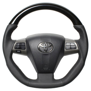 REAL ORIGINAL SERIES D SHAPE BLACK WOOD BLACK STITCH STEERING WHEEL FOR TOYOTA NOAH 70 : KOUKI 3 SPOKE TYPE E20-BKW-BK