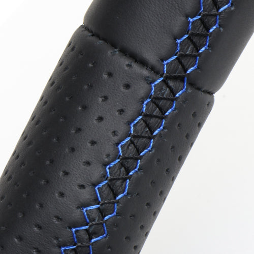 REAL ORIGINAL SERIES SOFT D SHAPE ALL LEATHER BLUE X BLACK EURO STITCH STEERING WHEEL FOR SUBARU CHIFFON LA600FS LA610F M90-LPB-BL