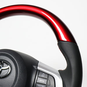 REAL ORIGINAL SERIES SOFT D SHAPE PEARL RED RED X BLACK EURO STITCH STEERING WHEEL FOR DAIHATSU BOON 700  M90-RDW-RD