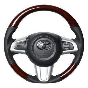 REAL ORIGINAL SERIES SOFT D SHAPE BROWN WOOD BLACK STITCH STEERING WHEEL FOR TOYOTA PIXIS JOY F LA250A LA260A  M90-BRW-BK