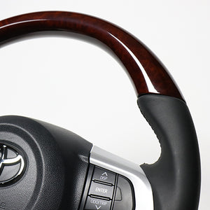 REAL ORIGINAL SERIES SOFT D SHAPE BROWN WOOD BLACK STITCH STEERING WHEEL FOR SUBARU STELLA LA150F LA160F  M90-BRW-BK