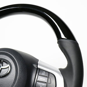 REAL ORIGINAL SERIES SOFT D SHAPE BLACK WOOD BLACK STITCH STEERING WHEEL FOR DAIHATSU BOON 700  M90-BKW-BK