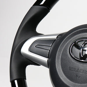 REAL ORIGINAL SERIES SOFT D SHAPE BLACK WOOD BLACK STITCH STEERING WHEEL FOR DAIHATSU WAKE LA700S: KOUKI LA710S: KOUKI  M90-BKW-BK